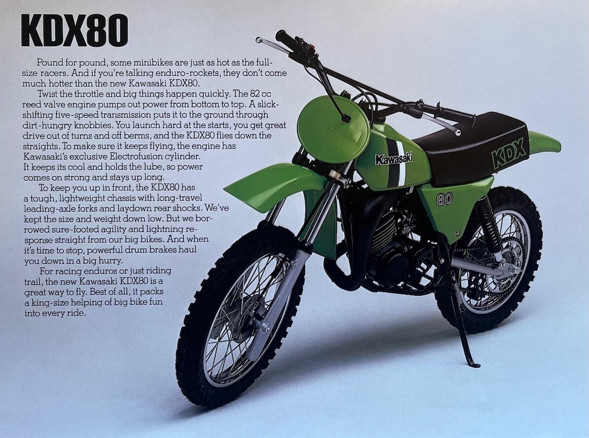 切手80 1981 Kawasaki KDX80 double-side brochure-literature KDX 80 P