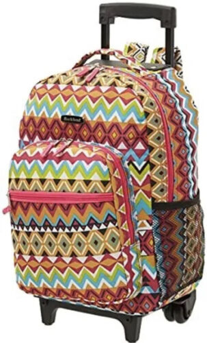 Rockland Double Handle Rolling Backpack Tribal 19-Inch Lugga