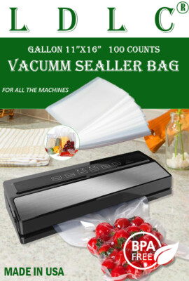 100 Count 8x12" Vacuum Sealer Bags - 4 Mil Thick, Embossed, BPA Free & Freezer Safe
