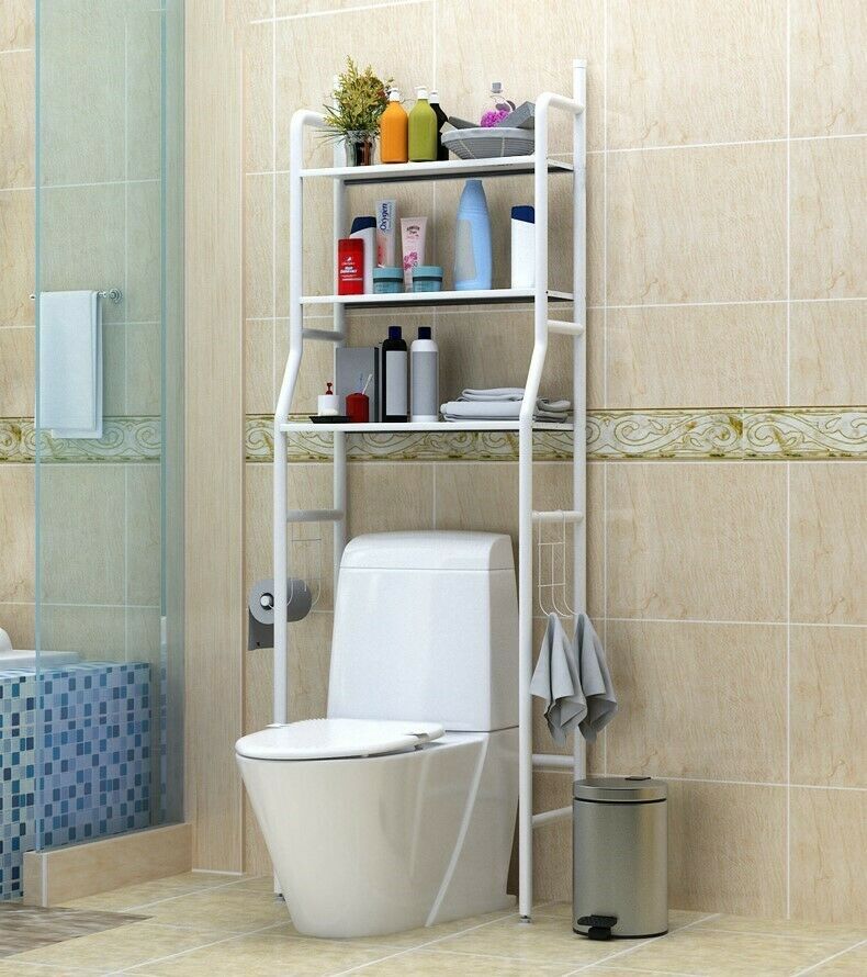 Over The Toilet Storage Rack 3-Tier Metal Bathroom Shelf Space Saver Multi color