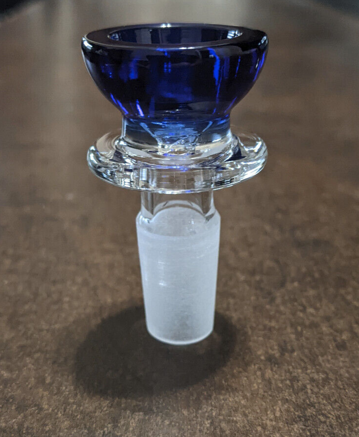 14mm Glass Round Slide BOWL Male for Glass Water Pipe Bong BLUE (1 - ONE)