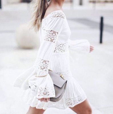 Free People OB386610 Ivory Distressed Pippa Fit & Flare Bell