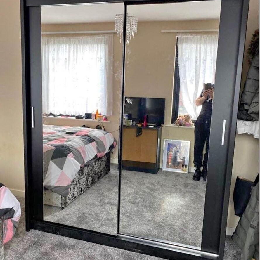 Fast Sale! Mirror 2 Sliding Door Mirror Wardrobe LED Light Optional