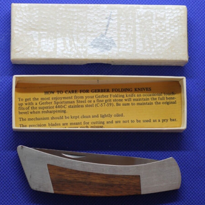 Vintage Gerber PK-1 2 blade wood handle 1975, made in USA NIB, NOS