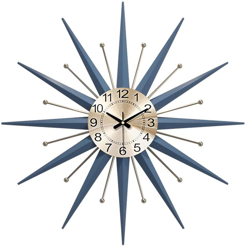 Mid-Century Metal Wall Clock Large Starburst Decoration Clock for Living Room...