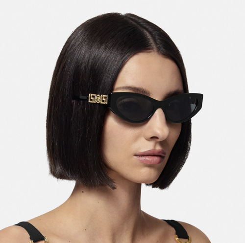 Pre-owned Versace Ve4470b-gb187-56 Black Sunglasses In Gray