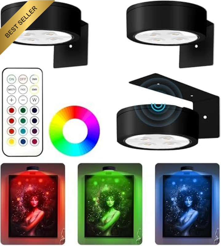 3PCS Picture Lights for Wall, Magnetic Painting Light with 13 Lighting Modes, Ma