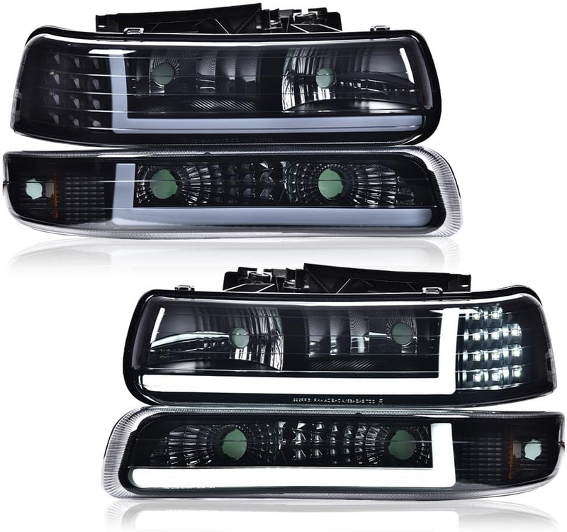 LED DRL Headlight Set for 1999-2002 Chevy Silverado 2000-2006 Tahoe Suburban