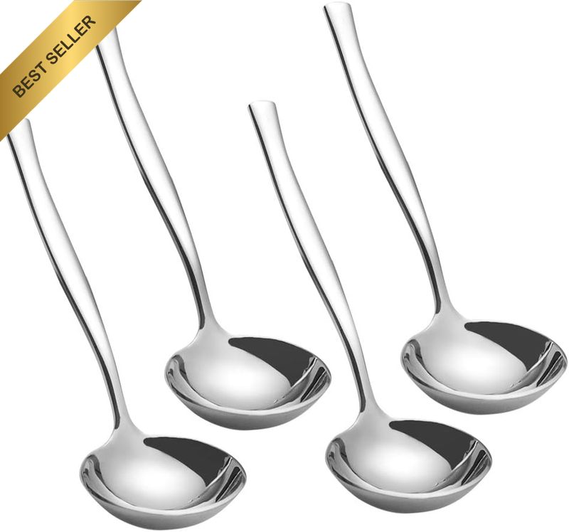 4 Pieces Stainless Steel Gravy Soup Ladle, Small Gravy Ladle