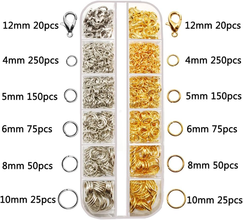 Open Jump Ring and Lobster Clasp Kit Jump Rings for Jewelry Making Supplies and