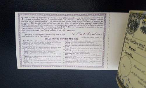 Odd Fellows IOOF 1960s Official Certificate Blank Receipt Booklet Danville, IL