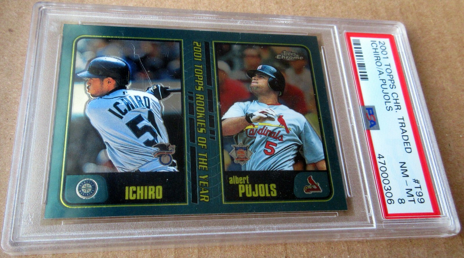 2001トップスクロームトレードのイチロー、プホルスのROYカードです