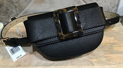 ANNA & AVA Fanny Pack Sz S Black/Tortoise Belt Buckle Design MSRP $58 NWT