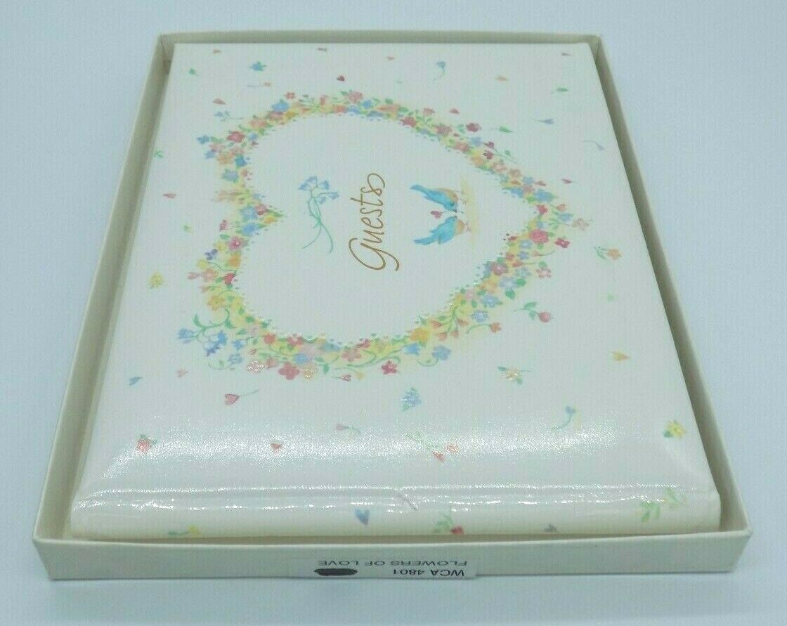 Hallmark Wedding Guest Book Heart Bluebirds Flowers Of Love White Memories