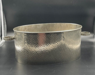 Pottery Barn Drink Tub Hammered Silver Toned Metal