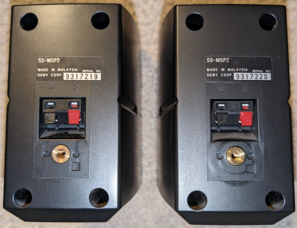 Pair of SONY SSMSP2 Black Surround Sound Satellite Speakers & Init Wa