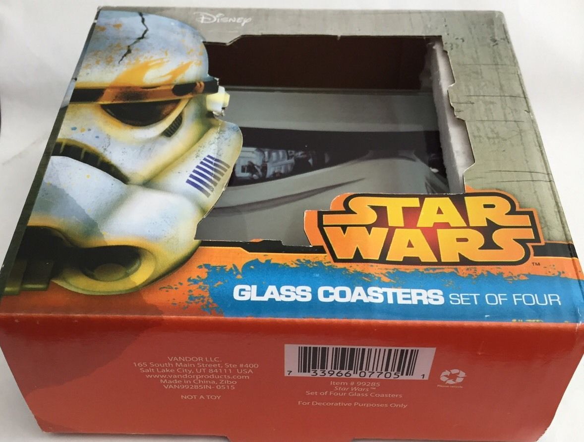 Star Wars 4 Pc Glass Coaster Set Multicolor Vandor 99285