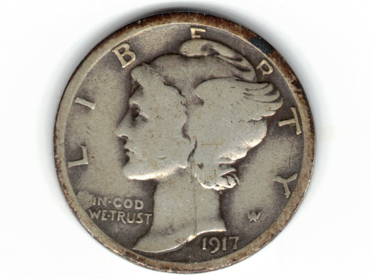 BU 1917 Mercury Dime NGC MS63 FB Full Split Bands - Pretty