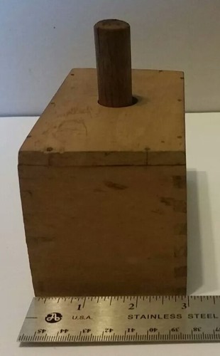 Vintage Primitive Kitchen Butter Cheese Mold Wood Press Joint Corners Rectangle