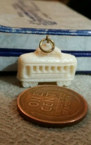 Vintage Celluloid TROLLEY CAR gumball charm prize jewelry
