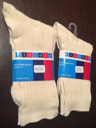 PICCOLO Ivory Boys Crew Socks #1006