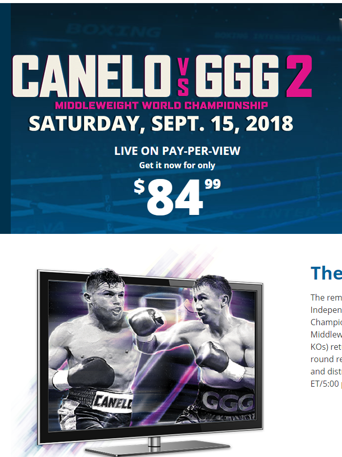 Canelo vs Golovkin (GGG) Boxing Rematch pay per view PPV code September 15th