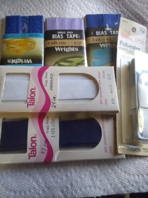 VTG Lot 3 Wrights Bias Tape NIP Blue Purple 2 Talon 1 Elastic Braid Dritz New