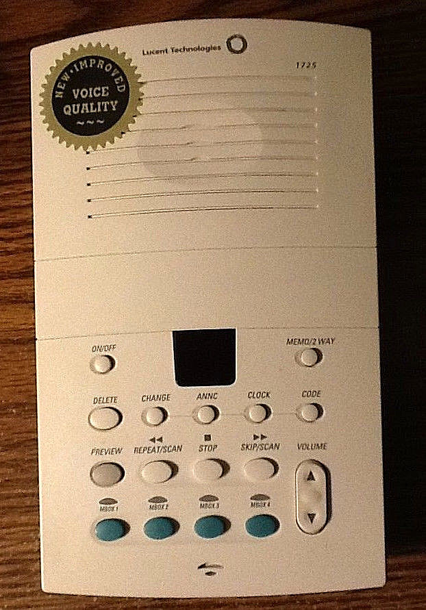 AT&T 1725 Deluxe Digital Tapeless Answering System w/ 4 Mailboxes Time Day Stamp