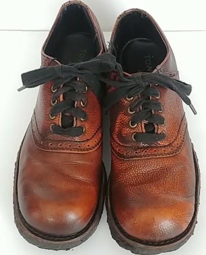 Vtg Men’s Towncraft Disco Brown Leather Gum  Sole Platform 70’s Saddle Shoes 9B