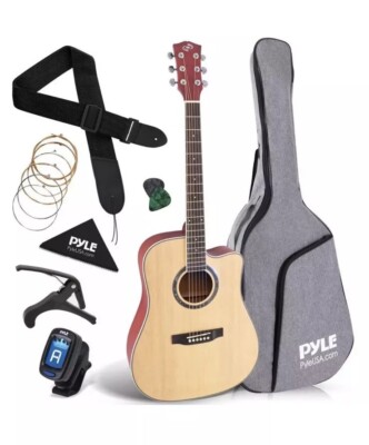 Pyle  Beginners 6-String Acoustic Guitar - 41'' Cutaway Body with Accessory Kit