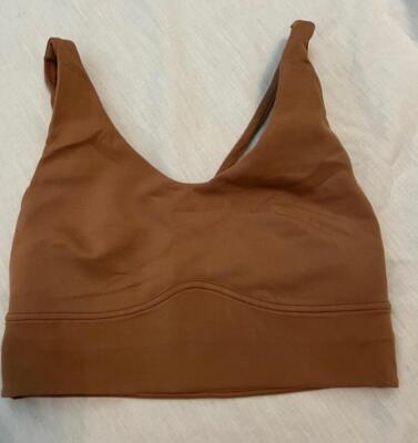 LULULEMON sz 4 copper brown in alignment sports bra longline strappy b/c cup l