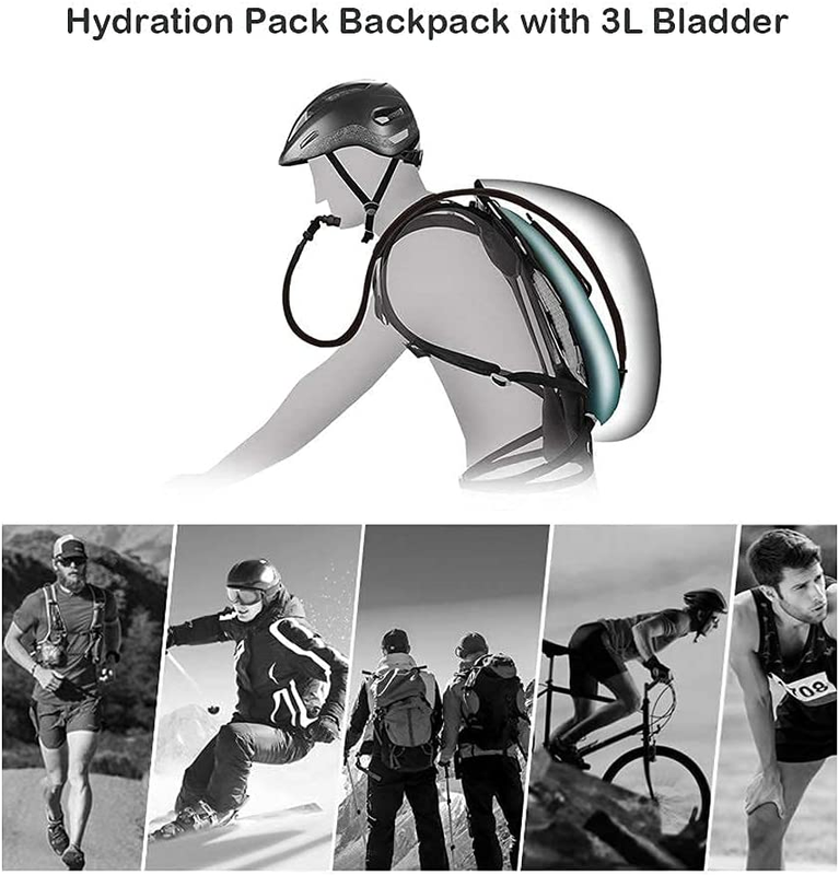 Hydration Backpack for Hiking, Tactical Black Hydration Backpack with 3L Water B