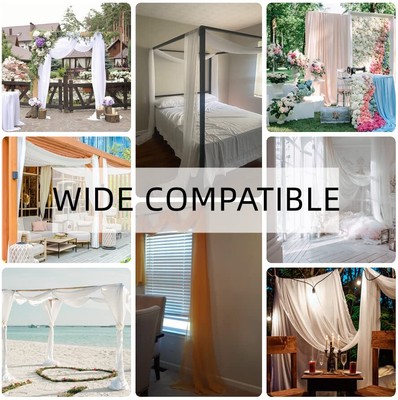 JADE POKE Bed Canopy Curtains 216 Inch Long Beige Sheer Canopy Bed Curtains B...