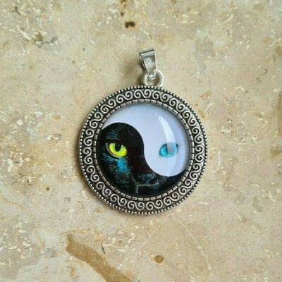 Anhänger Retro Vintage Unisex Katze Yin Yang Bagua Tao I ching Meditation Wicca