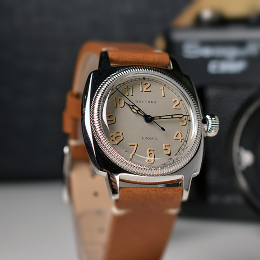 Pre-owned Baltany Men Pilot Watch Luxury 36mm Automatic Mechaical Wristwatch Luminous 9015