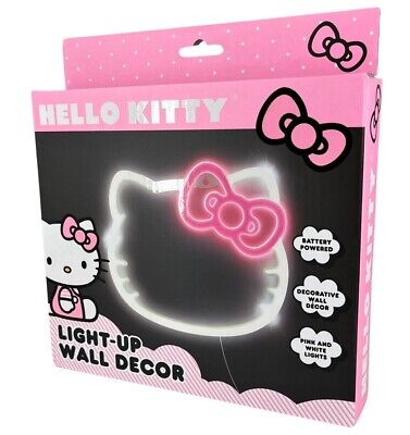 Hello Kitty By Sanrio Light Up Wall Decor White & Pink Lights 9'' X 8   Brand New