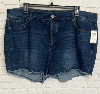 And Now This Plus Size Shorts Ultra High Rise Raw Hem Loose Fit Size 26 NWT 
