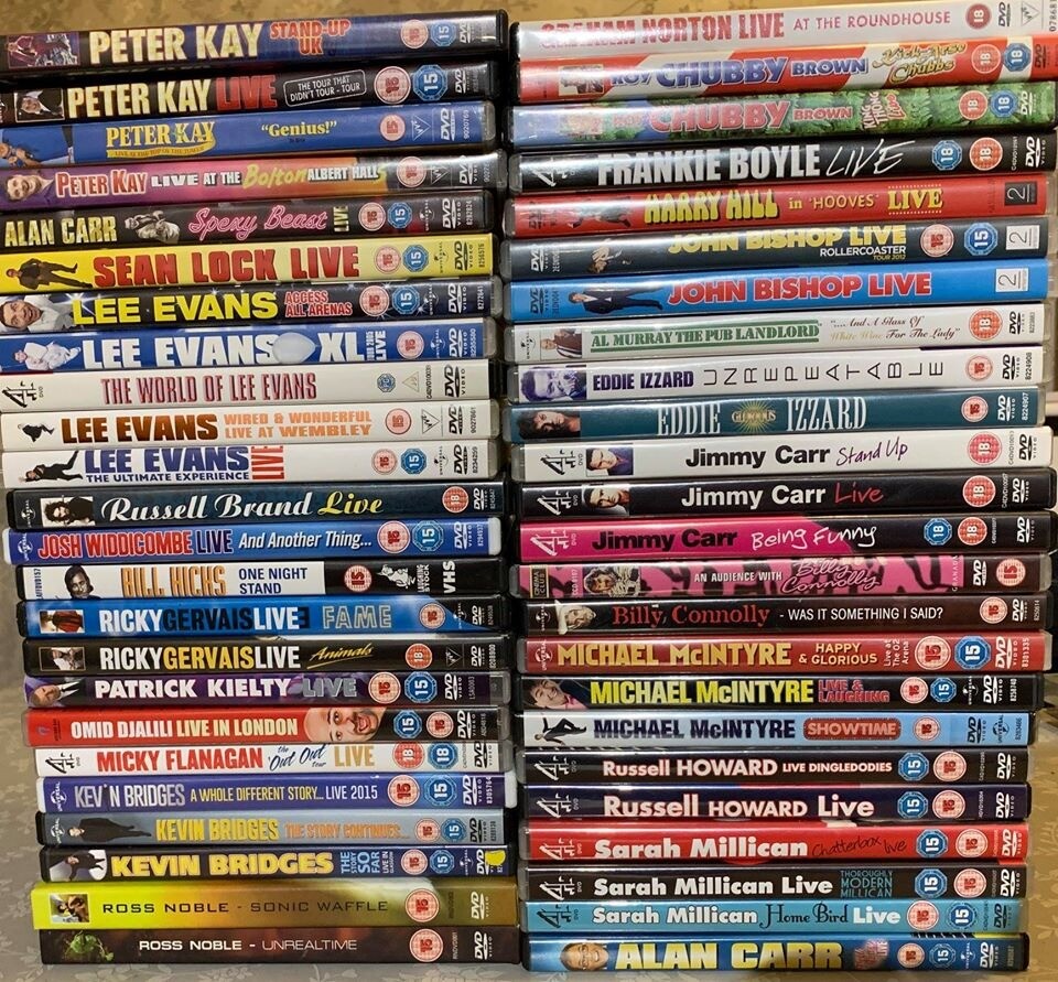48 x Stand Up Comedy DVDs ideal for resale, car boot or keeping