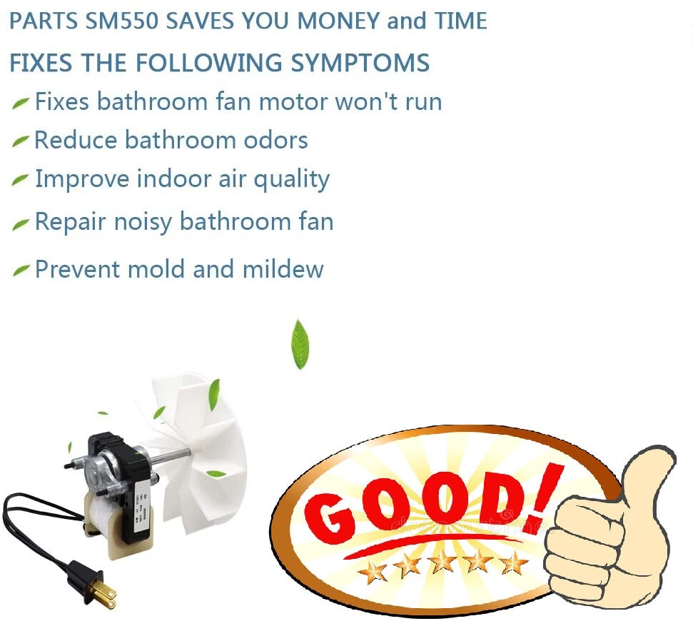 SM550 Universal Bathroom Vent Fan Ventilator Motor, Replaces Electric Motor Kit