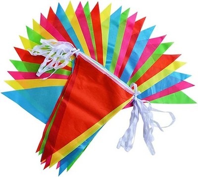 80 Meter 160 Stück Flaggen Wimpelkette Outdoor Mehrfarbig Stoff Girlande Wimpel 