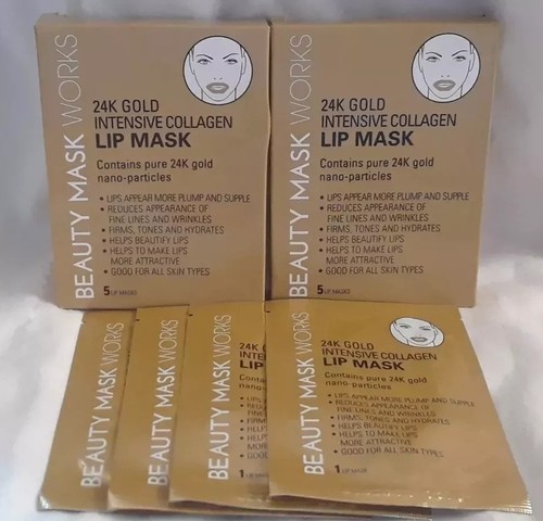 2 Beauty Mask Works 24K Gold Intensive Collagen Lip Mask 5-ct. New/4 Pack opened