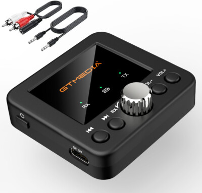 GTMEDIA Bluetooth 5.0 Transmitter Receiver 2 IN 1  Audio 3.5mm Jack Aux Adapter