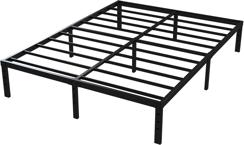 16 Inch Queen Bed Frame No Box Spring Required, Metal Platform Queen Size Bed Fr