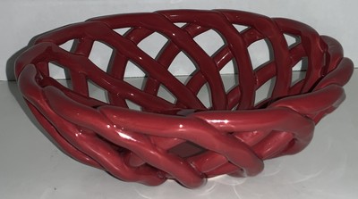 Braid Bread Basket - Red 8  Ceramic Bread Basket