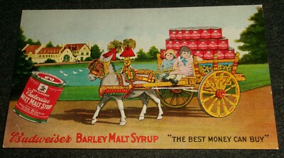 Cool Budweiser Malt Syrup Vintage Postcard, Malt Syrup Can with label