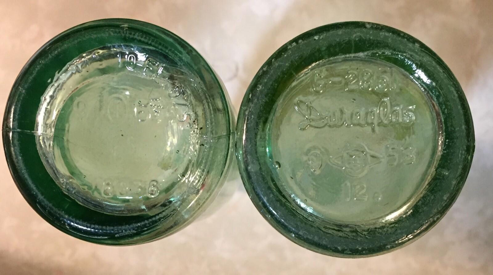TWO Old Vintage RC Royal Crown Cola Glass Soda Bottles