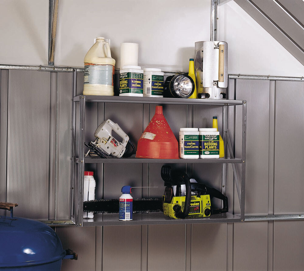 Spacemaker Gerätehausregal Metall 3-fach Regal Gartenhaus Hängeregal Zubehör