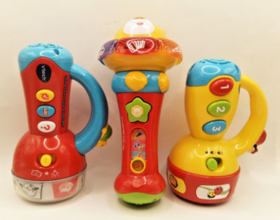 Vtech Zoo Jamz Microphone & 2 Spin and Learn Color Flashlights Lot of 3