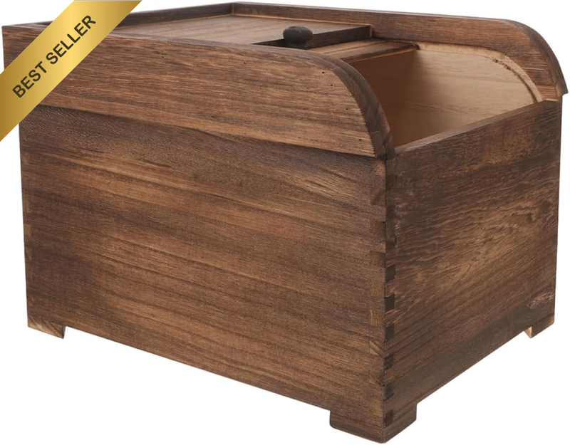 Solid Moisture-Proof Rice Storage Container 12.60L Wooden Food Storage Bin with 