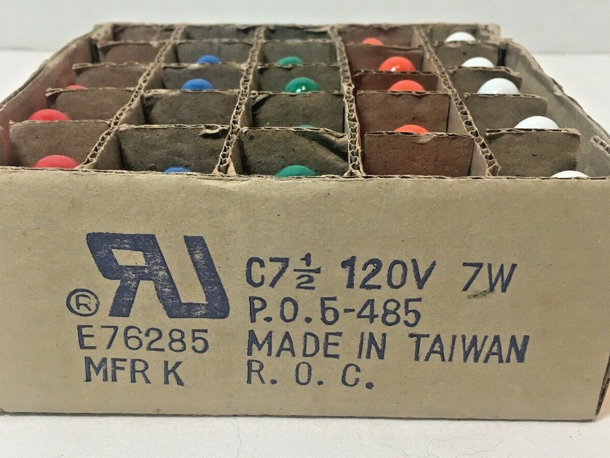 25 Vintage Christmas Light Bulbs  Colored C7 1/2